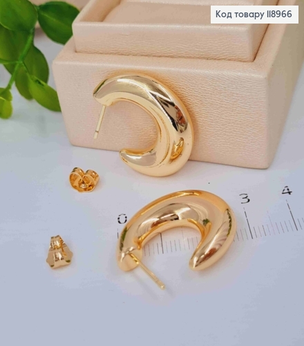 Серьги гвоздики "Объемные" (овальные), длина 2,7см, Xuping 18K 118966 фото 1