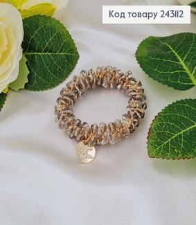 Резинка зі стіклярусом 5,5см Сіро-Золотого кольору 243112 фото