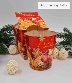 Аромасвічка стакан  GOLDEN  CHRISTMAS, baked apple with orange and spices,115г/ 30год., Польща 331113 фото