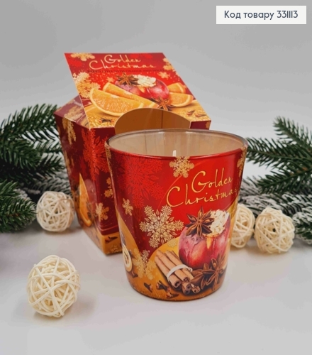 Аромасвечка стакан GOLDEN CHRISTMAS, baked apple with orange and spices, 115г/30час., Польша 331113 фото 1