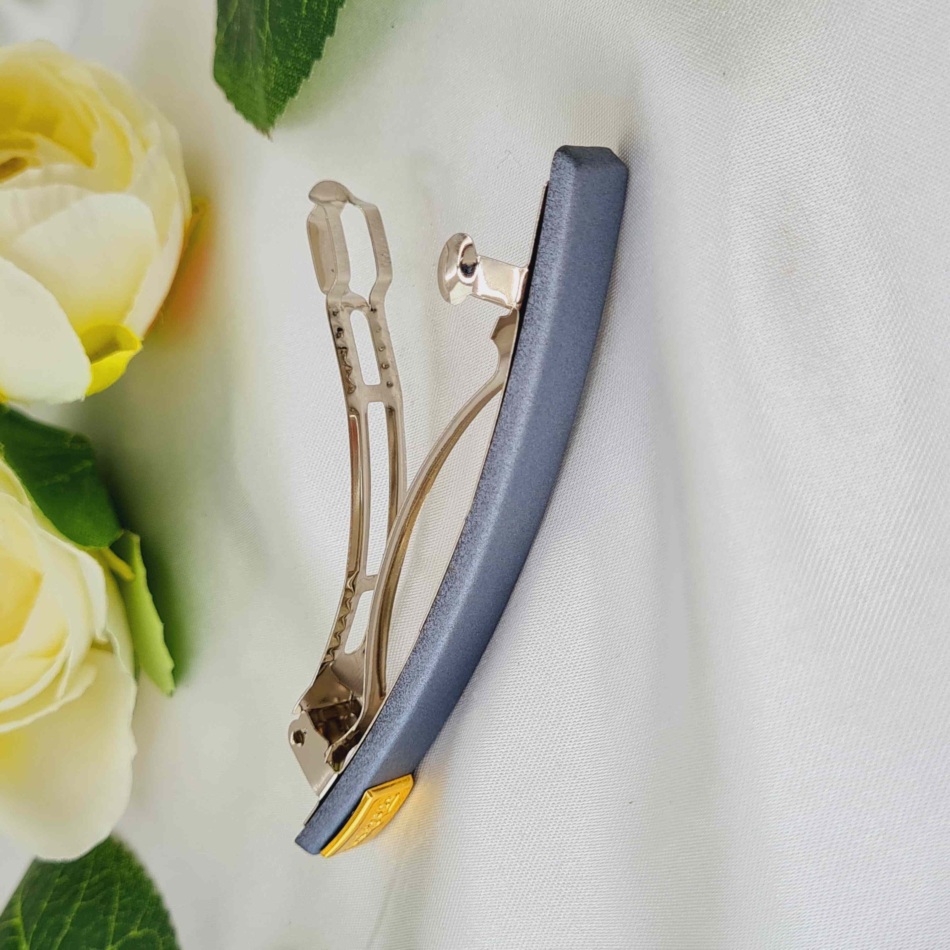 Заколка автомат (6см), Прямоугольная с золотой надписью 8,5*0,8см, цвета в ассортименте. 221166 фото 3