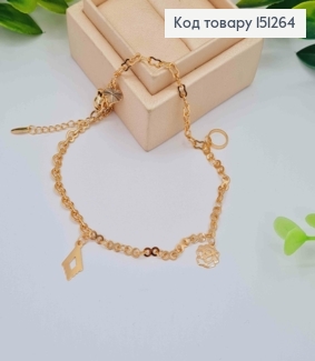 Браслет на ногу з Коло-Квіточка-Ромб, довжина 24+5см, Xuping 18К 151264 фото