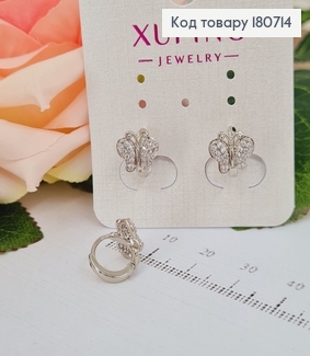 Сережки родовані кільця  Метелики з камінцями, 1*1см, Xuping 180714 фото