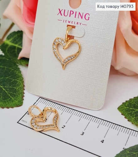 Кулон, витое сердечко, в камнях, 1,5см, Xuping 18K 140793 фото 1