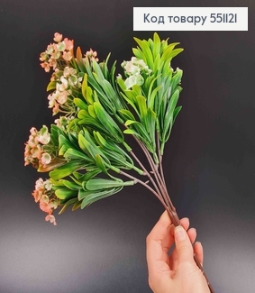 Искусственный цветок, 5 веточек, Ландыш, омбре Розово-белое, на металлическом стержне, 35см 551121 фото