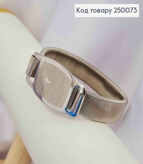 Браслет-пружинка с молитвой "Отче Наш" на пластине серебряного цвета, диаметр 6,4см, Stainless Steel 250073 фото