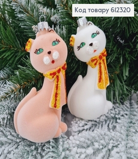 Новогодняя фигура Кот с бантом Бархат, в ассорт., 12*6,5см, Украина 612320 фото