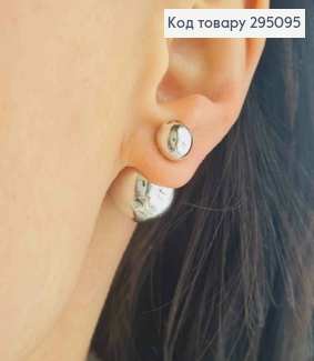 Серьги гвоздики, с двумя шариками, серебряного цвета, 0,8-1,5см. 295095 фото