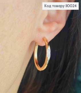 Сережки кільця з Блискучим квадратним каменем, діаметр 2,2см, Xuping 18К 110024 фото