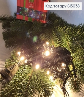 Гирлянда мерцающая черная проволока 9 м 100 LED белая теплая 613038 фото