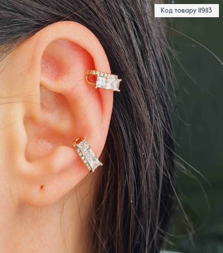 Серьги кафы на хрящик уха украшены Блестящими камешками, 0,5см, XUPING 18K 119113 фото 1