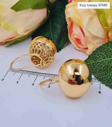 Серьги с большими шарами диаметром 1,9см, франц. застежка, Xuping 18K 117685 фото 3