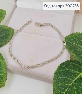 Браслет родований, Равликове плетіння, шир. 2мм, довж. 18,5см, Xuping  200238 фото