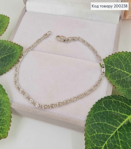 Браслет родований, Равликове плетіння, шир. 2мм, довж. 18,5см, Xuping  200238 фото 1