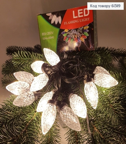 Гірлянда шишка чорний  дріт 4 м  16 LED біла тепло (з подовжувачем) 613119 фото 1