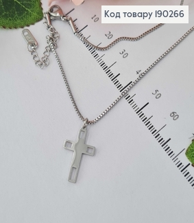 Цепочка родированая, квадратное плетение с подвеской крестик 40+5см Xuping  190266 фото