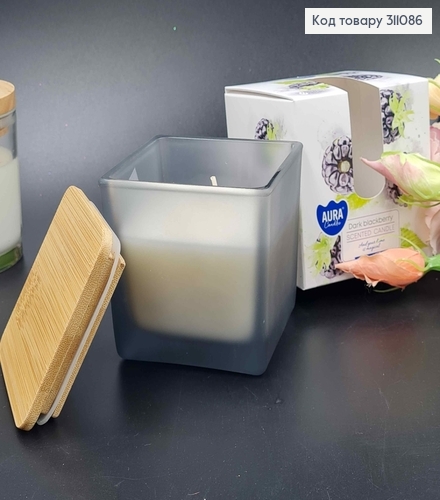 Аромасвічка в стакані з кришкою (2 гноти)  Dark blackberry, Bispol, 26год., 160грам, snk80md-377 311086 фото 1