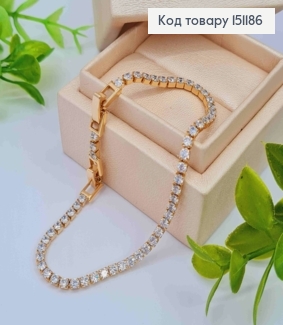 Браслет из Блестящих камешков в один ряд, ширина 0,3см, длина 17+2см, Xuping 18K. 151186 фото