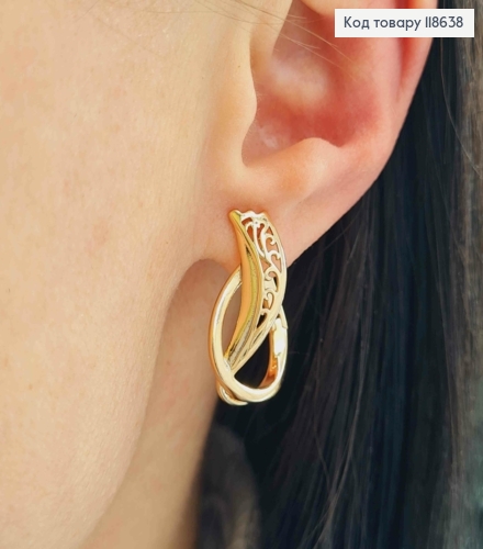 Серьги, Дуги-Ажурные, 2,5см, английская застежка, Xuping 18К 118638 фото 1