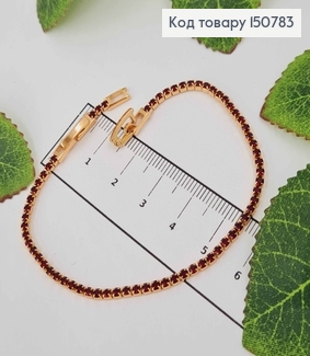 Браслет с рядом бордовых камней, шир. 2мм, дл. 17+2см, Xuping 18K 150783 фото