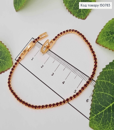 Браслет с рядом бордовых камней, шир. 2мм, дл. 17+2см, Xuping 18K 150783 фото 1