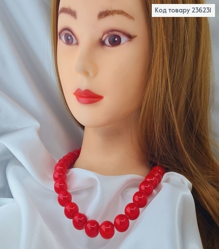 Буси з перлинок 16мм Червоні, 45+5см 236231 фото 2