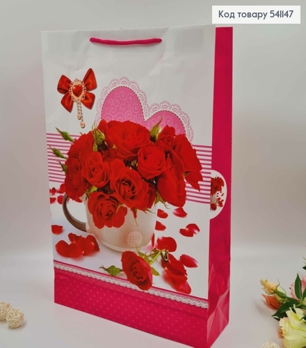 Пакет бумажный, "Букеты цветов с кружевом", в ассорт. 40*31*12см 541147 фото 3