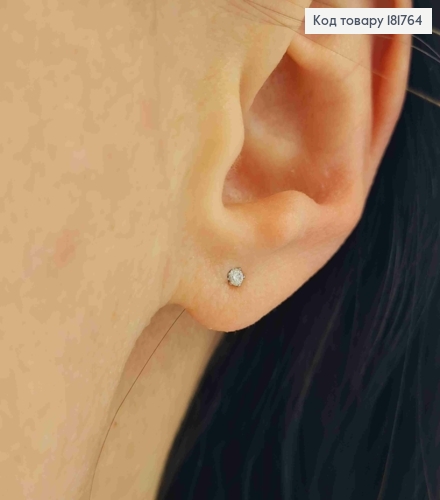 Набір сережок родованих гвоздики (6пар) Блискучий камінчик, 2мм, Xuping 181764 фото 2