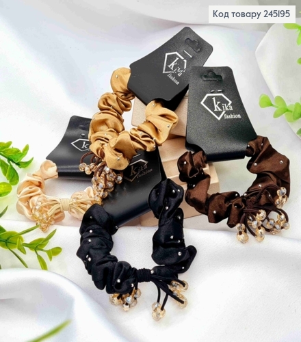 Резинка жатка со Стеклярусом и Стразами, 7см, Пастельные цвета в ассортименте. 245195 фото 1