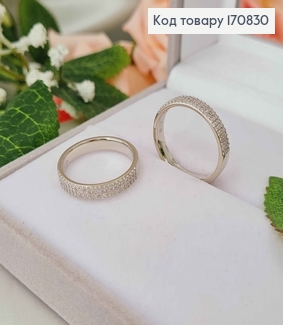 Кольцо родованное 3мм с камнями "Три ряда", Xuping 170830 фото