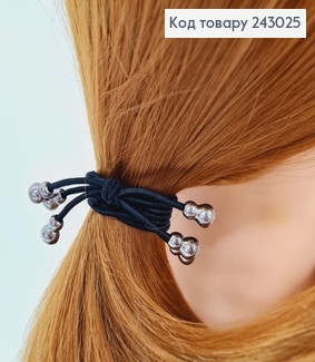 Резинкачорна з бубкою потрійна 243025 фото