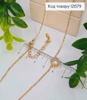 Цепочка КАКОРНОЕ плетение с подвеской Блестящий Каменец в оправе (1см), длина 45+5см, Xuping 18K 121579 фото