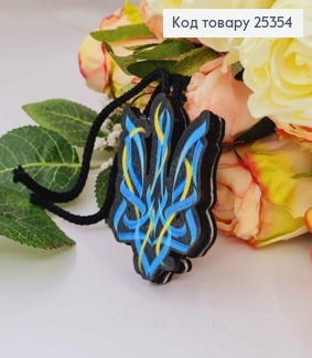 Ароматизатор в авто, дерев'яний, Тризуб "неоновий", 5см, (без запаху) 25354 фото