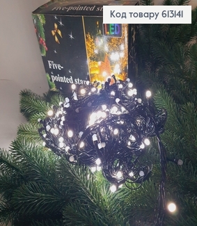 Гирлянда черная проволока 30м 500 LED белая холодная(с удлинителем) 613141 фото