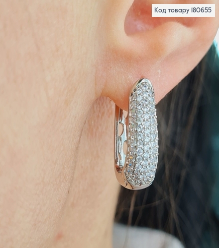 Сережки родированые, дуга вся в камнях, 2*0,5см, Xuping 180655 фото 2