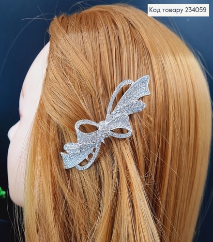 Гребень для волос в камнях 10см, Бантик серебряного цевта 234059 фото 2