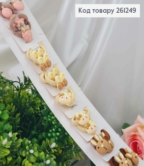 Набор детских резинок, зверюшки с клубничками, пастельные тона, 20шт/наб. 261249 фото