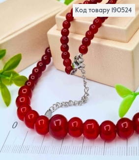 Цепочка родованная с Красными Бусинами разного размера, длина 45+5см, Xuping ТТМ 190524 фото