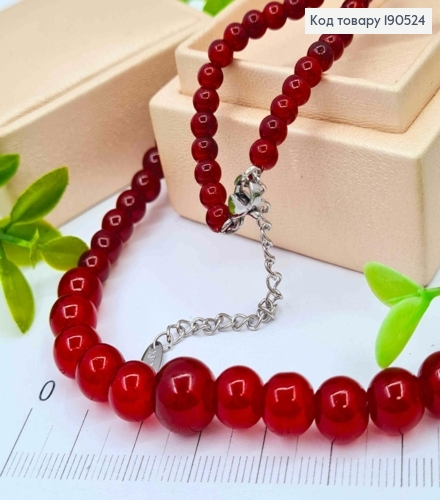 Цепочка родованная с Красными Бусинами разного размера, длина 45+5см, Xuping ТТМ 190524 фото 1