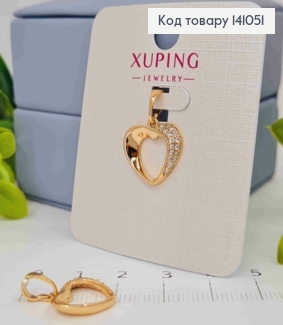 Кулон "Сердце" украшен Блестящими камешками, 1,4см, Xuping 18К 141051 фото