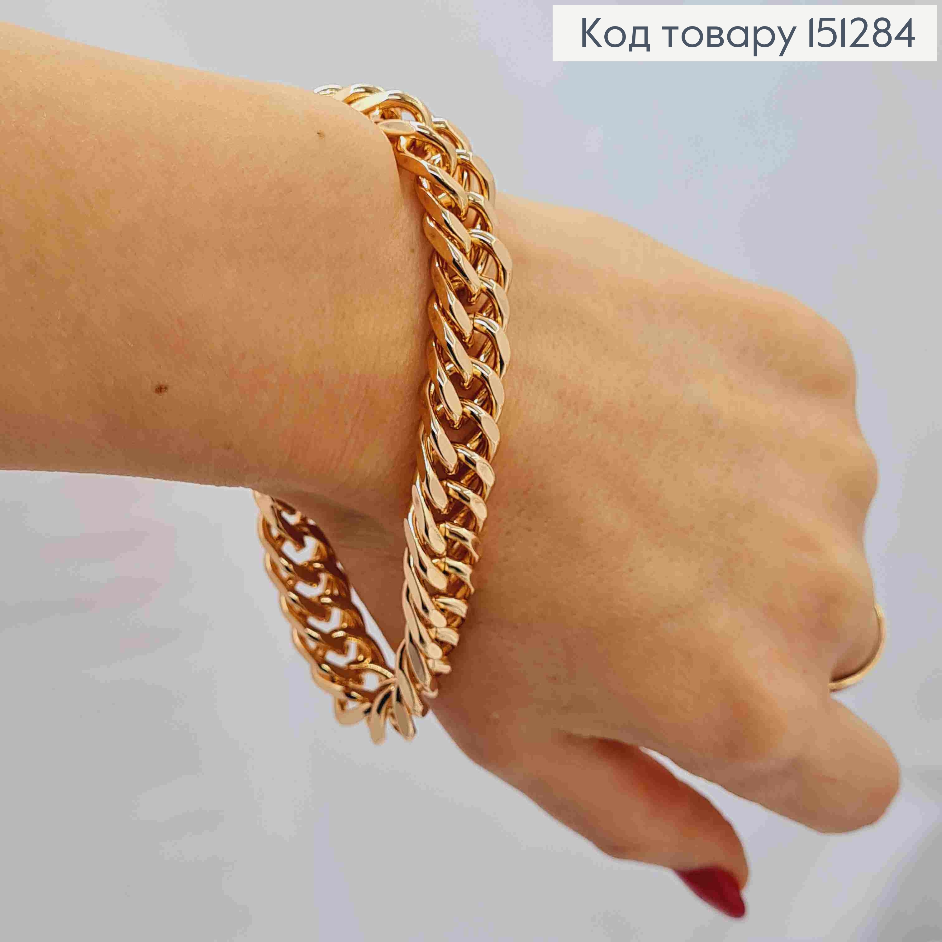 Браслет ПАНЦИРНОЕ ПЛЕТЕНИЕ, ширина 1,1см, длина 22см, Xuping 18К 151284 фото 1