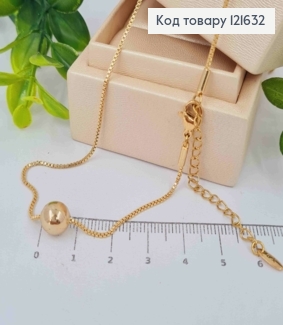 Цепочка квадратная ЯКОРНОЕ плетение с шариком (8мм), длина 45+5см, Xuping 18K 121632 фото