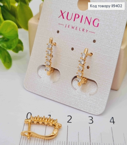 Серьги украшены Блестящими камешками, 1,7см, английская застежка, Xuping 18К 119402 фото 1