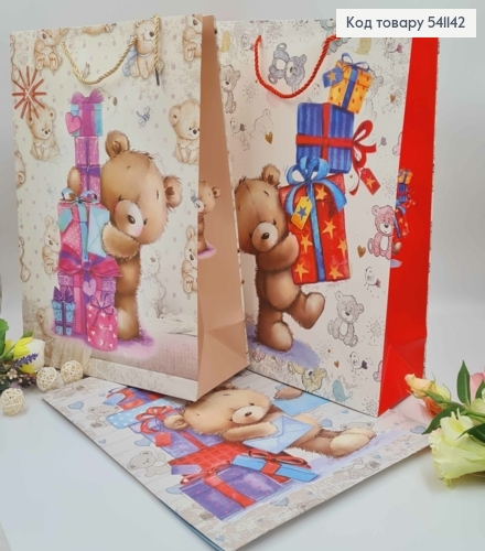 Пакет бумажный, "Мишки с подарками", в ассорт. 40*31*12см 541142 фото 2