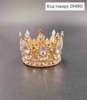 Корона под Розовое-Золото, "Королевская" с блестящими камнями, диам 6см, выс 4см (можно на торт) 294190 фото
