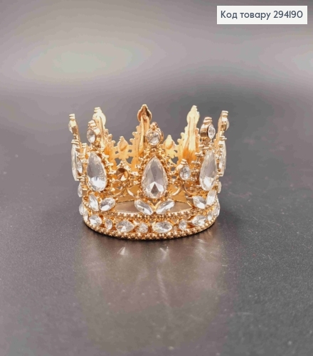 Корона под Розовое-Золото, "Королевская" с блестящими камнями, диам 6см, выс 4см (можно на торт) 294190 фото 1