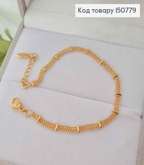 Браслет плетение якорное двойное, с перепонками, шир.3мм, дл. 16+3см, Xuping 18K 150779 фото