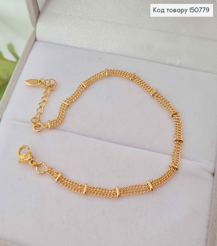 Браслет плетение якорное двойное, с перепонками, шир.3мм, дл. 16+3см, Xuping 18K 150779 фото 1