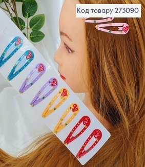 Заколка дитяча 5см  Тік-так Сердечко (10шт)в асор. 273090 фото