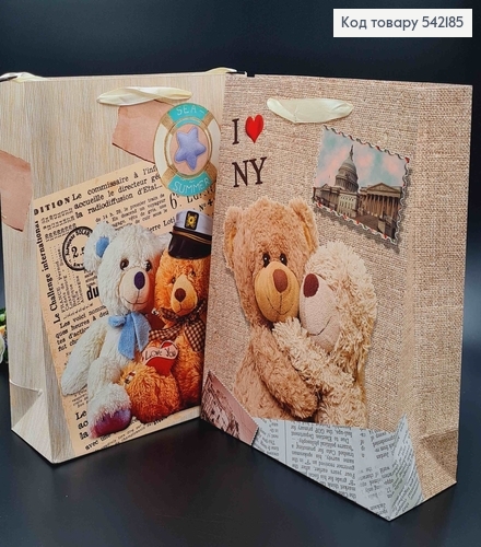 Пакет паперовий, "Ведмедикі-Тедді", 26*32*10см в асорт 542185 фото 1